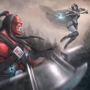 Thumbnail of Drow Ranger and Axe Digital Art