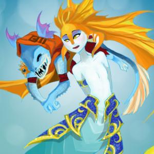 Thumbnail of Naga Siren and Slark Digital Art