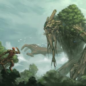 Thumbnail of Monkey King and Treant Protector Digital Art