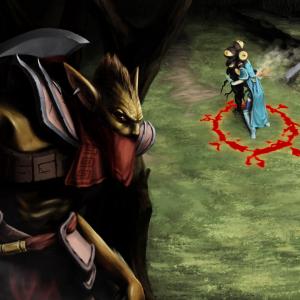 Thumbnail of Crystal Maiden and Bounty Hunter Digital Art
