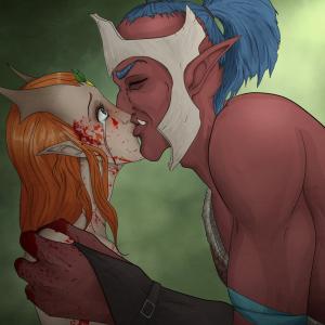 Thumbnail of Enchantress and Troll Warlord Digital Art