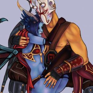 Thumbnail of Juggernaut and Queen of Pain Digital Art
