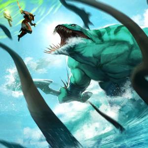Thumbnail of Juggernaut and Tidehunter Digital Art