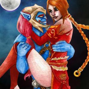 Thumbnail of Lina and Huskar Traditional Art