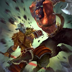 Thumbnail of Axe and Juggernaut Digital Art